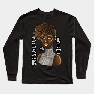 Black is Lit Melanin Woman Dreadlocks Anime Brown Long Sleeve T-Shirt